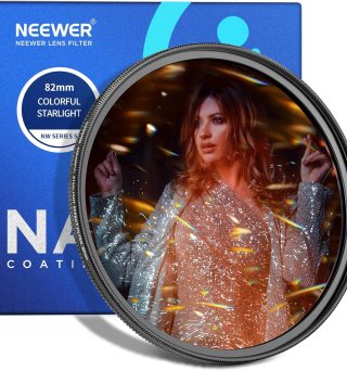 NEEWER 82mm Colorful Starlight Brushed Camera Lens Filter, Special Effects Filter with Anamorphic Flare, Shinning Starburst Lens Filter, Photography Prism Lens Filter, Camera Lens Accessory