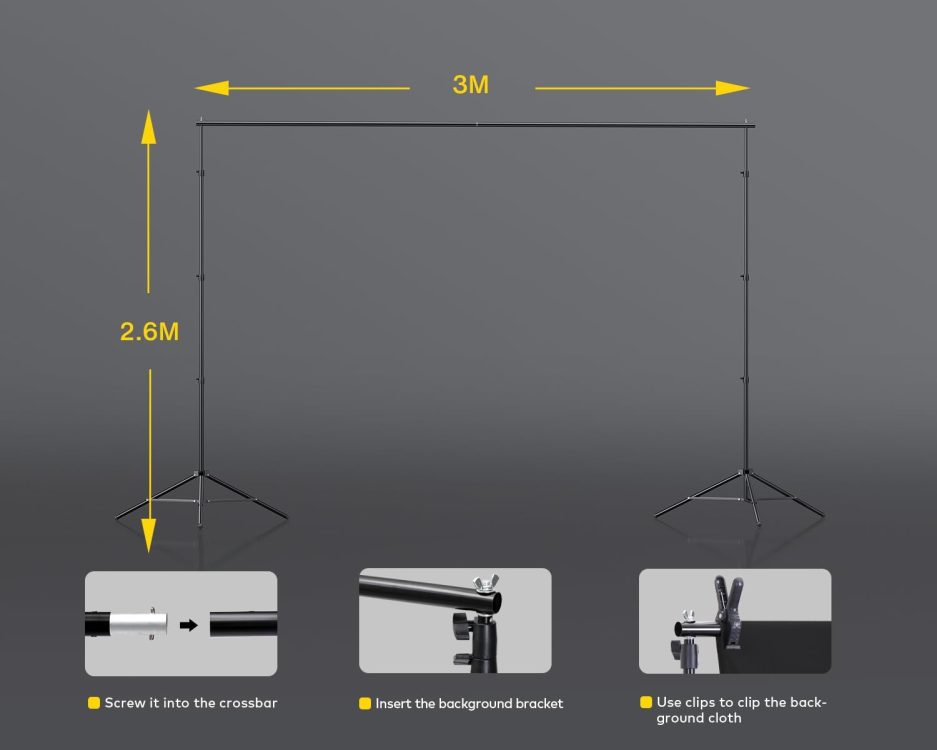 RALENO Photography Lighting Kit, 8.5 x 10 ft Backdrop Stands with Green Screen, Softbox and Umbrella with 5500 K, 97CRI, LED Bulbs, 3 Color Backdrops for Photo Studio Equipment, Portrait Product Shoot - Image 5